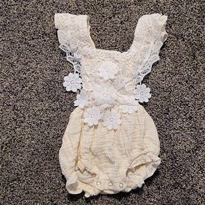 Ivory crochet romper with crossback